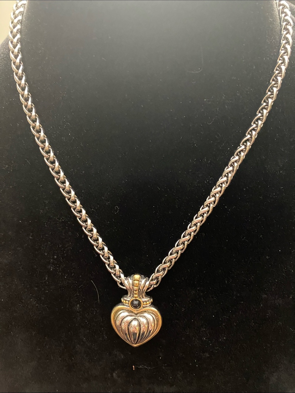 Heart Pendant Necklace in Silver and Gold Tones